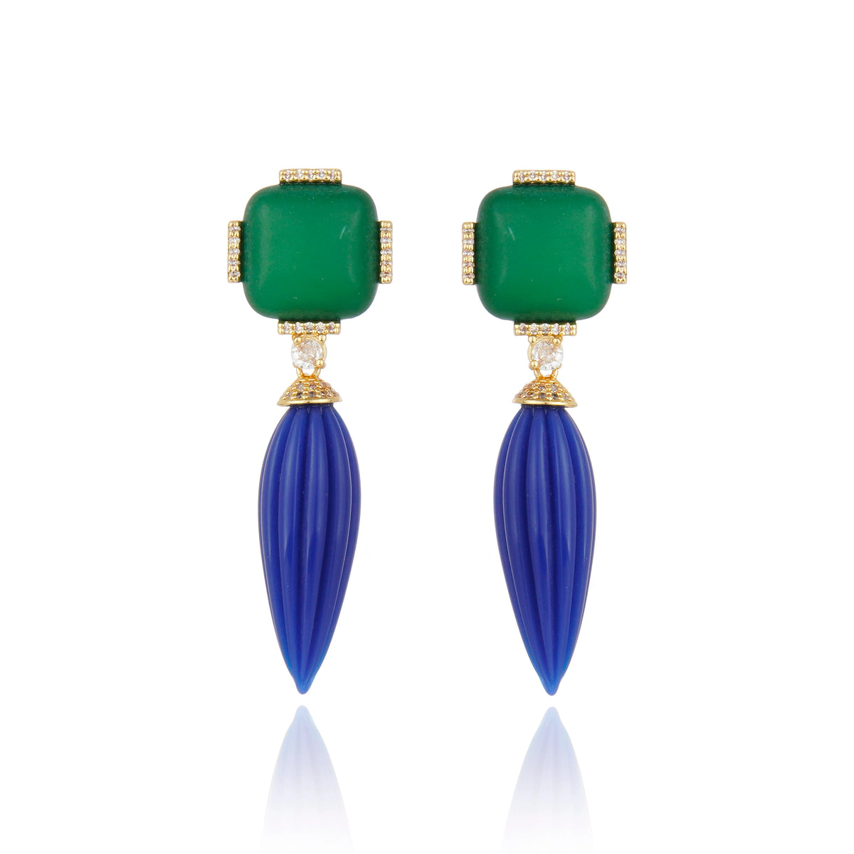 Noemia Spindle Drop Earrings - Green & Blue