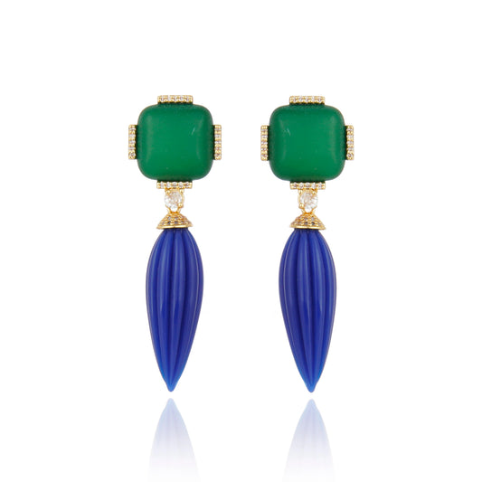 Noemia Spindle Drop Earrings - Green & Blue