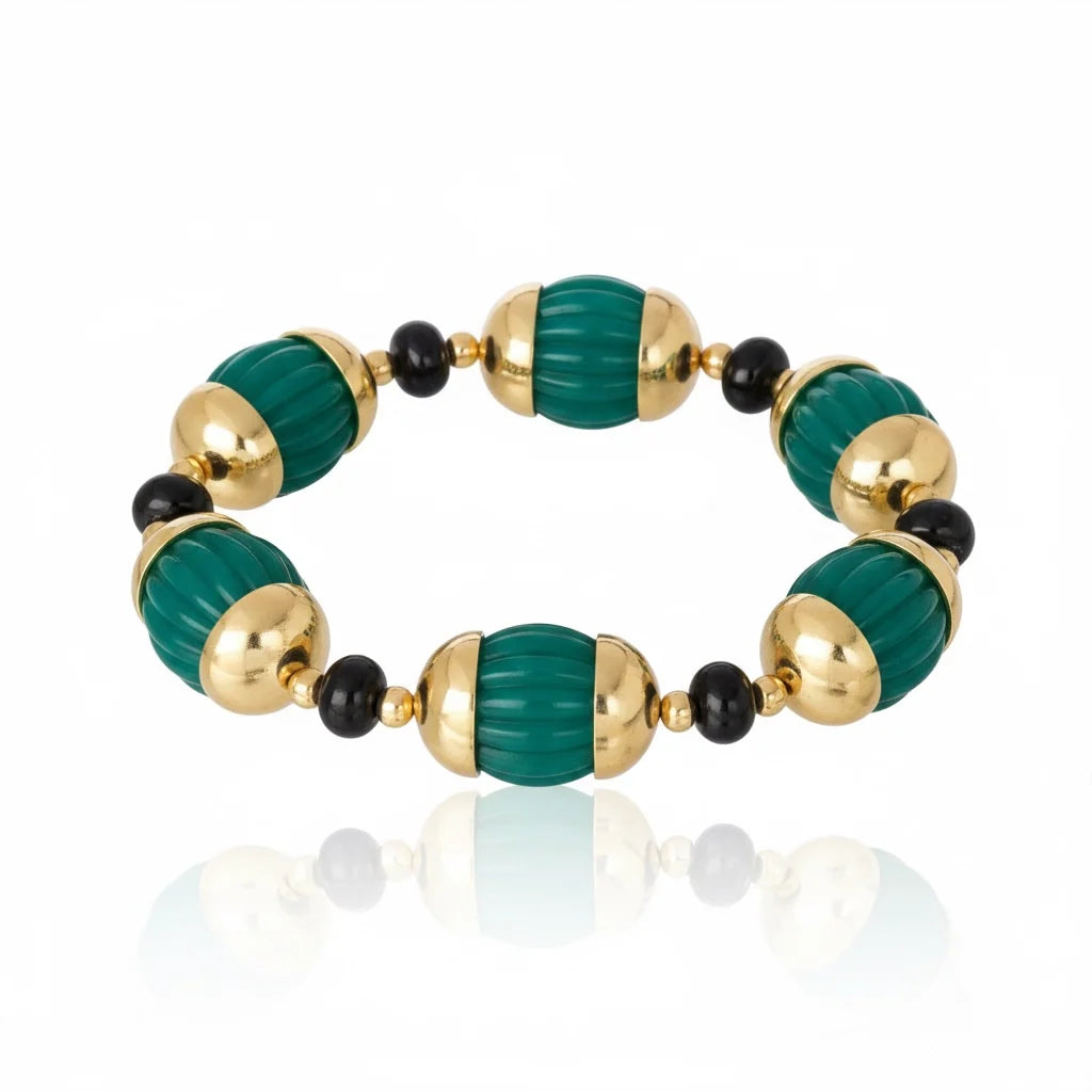 Zina Beaded Bracelet - Green Agate