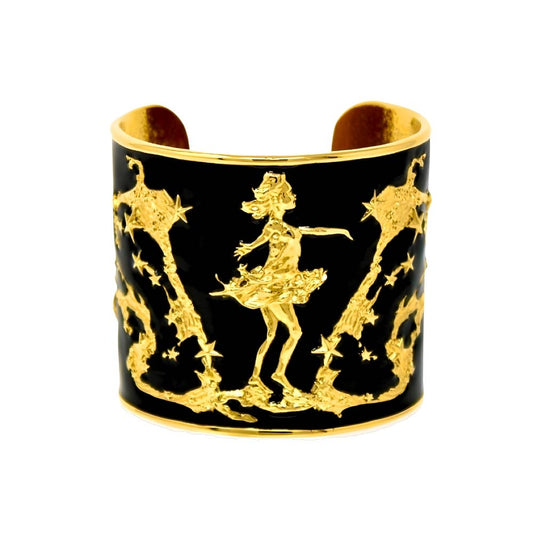She Moves The Stars Cuff Bracelet - Black & Gold