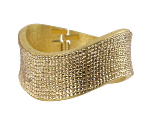 Inspiration Curved Crystal Bangle Bracelet - Gold