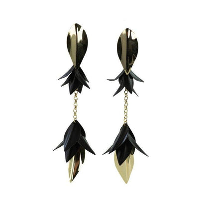 Wild Love Dangle Earrings - Black & Gold