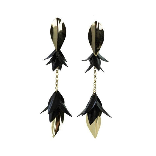 Wild Love Dangle Earrings - Black & Gold
