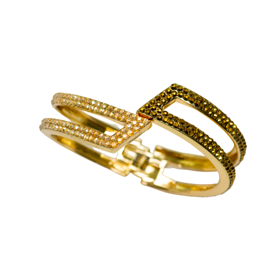 I'm Wearing Nothing Crystal Bangle Bracelet - Two-Tone Gold