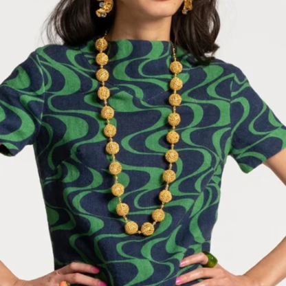 Gold Woven Spheres Maxi Necklace