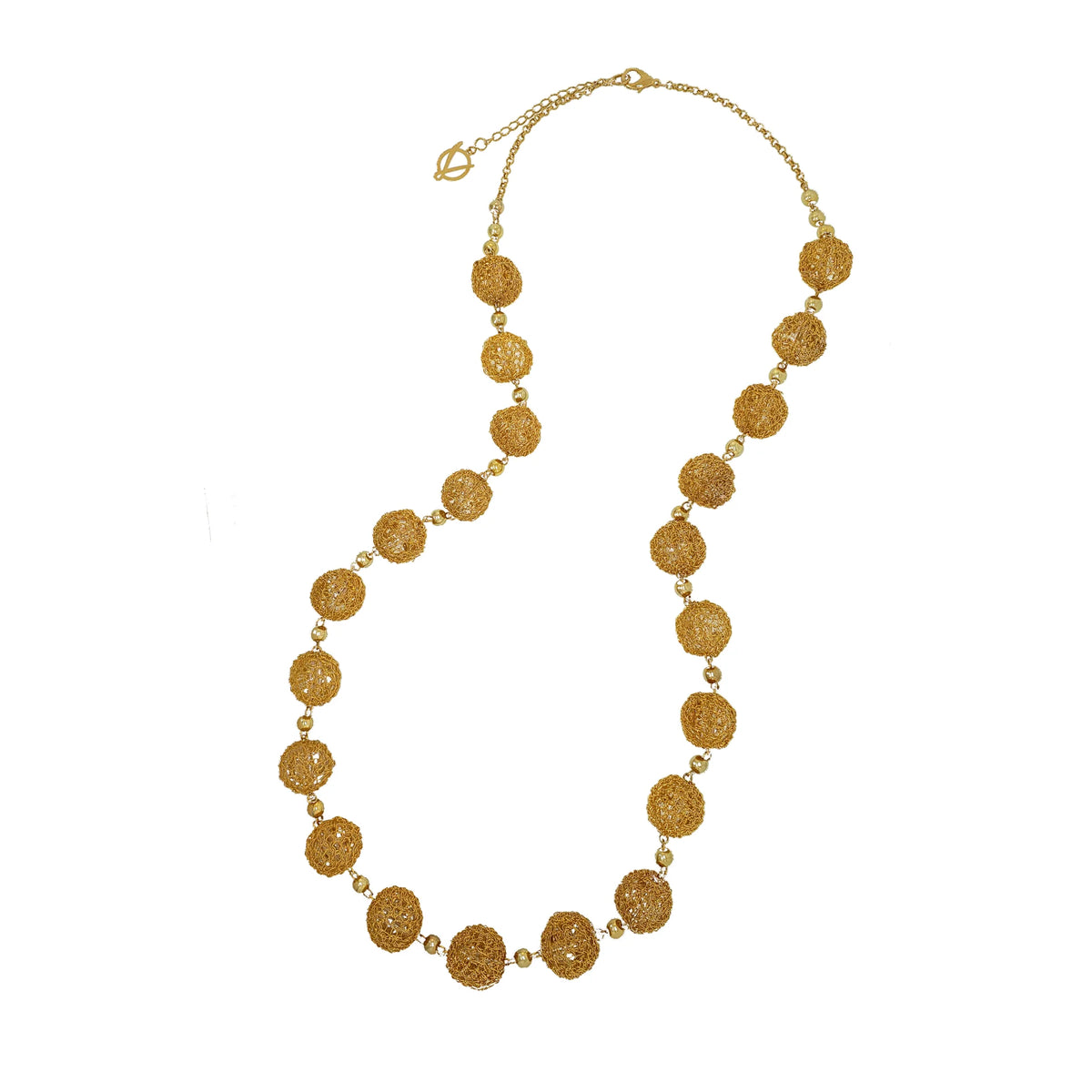 Gold Woven Spheres Maxi Necklace