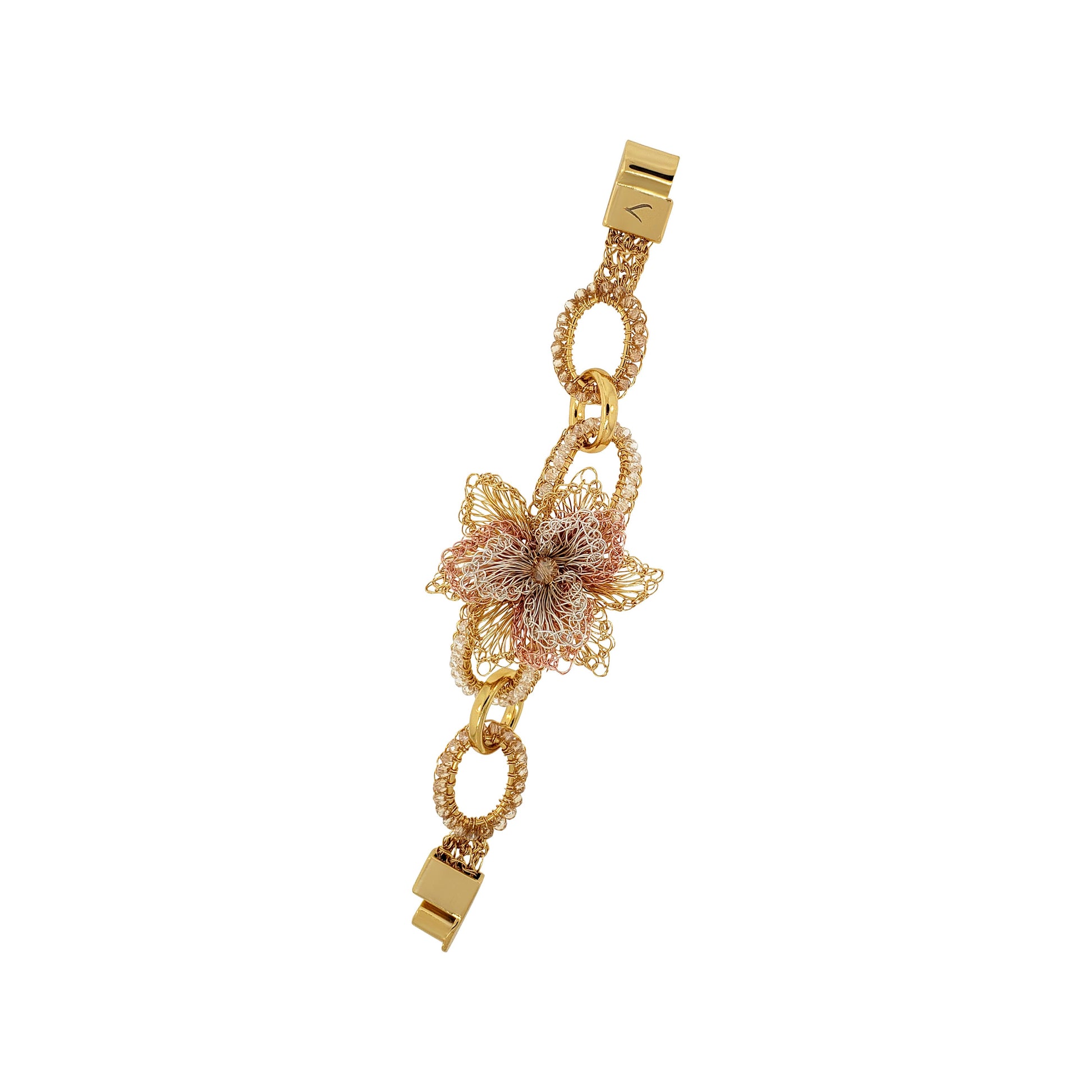 Trio Gold Rose Links Bracelet. 1 of 1.