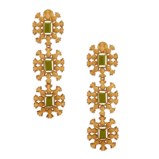 Pina Green Topaz & Gold Earrings