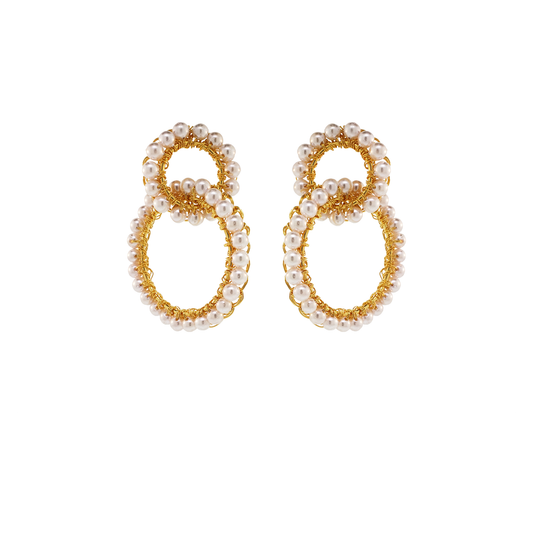 Pearl and Gold Ellie Earrings. 1 of 2.
