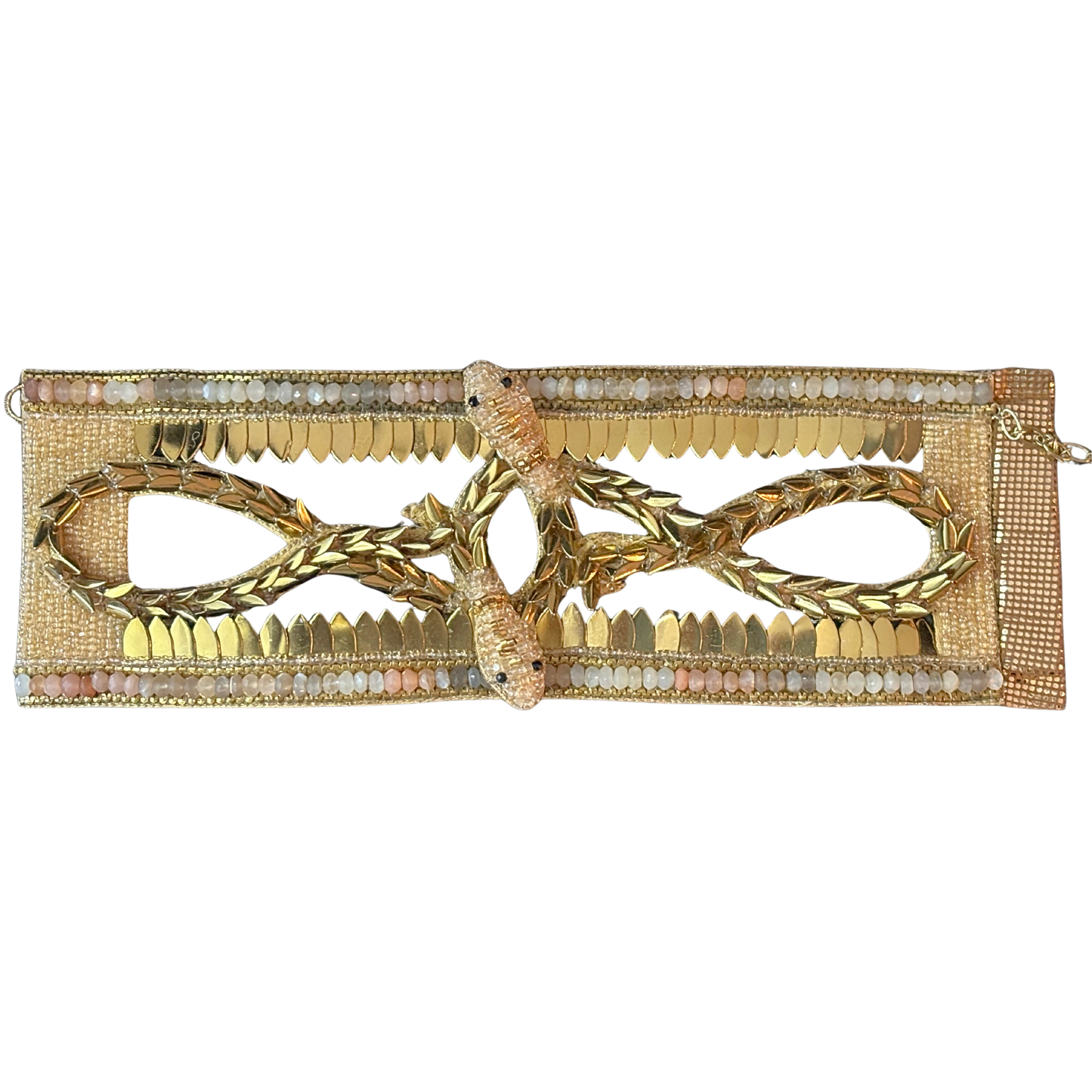 Serpent Beaded Cuff Bracelet - Gold & Blush