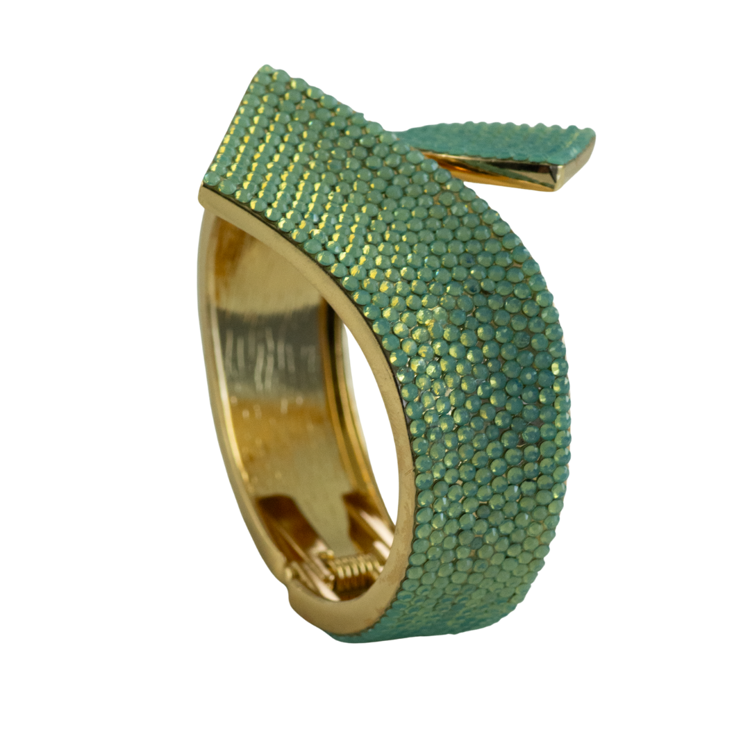 Hit 'Em Up in Style Crystal Bangle Bracelet - Green