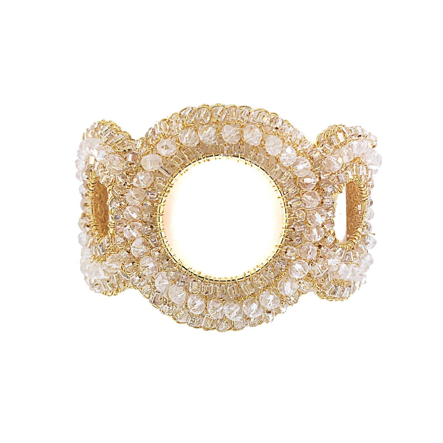 Clear White Crystal and Gold Gush Bracelet. 3 of 3.