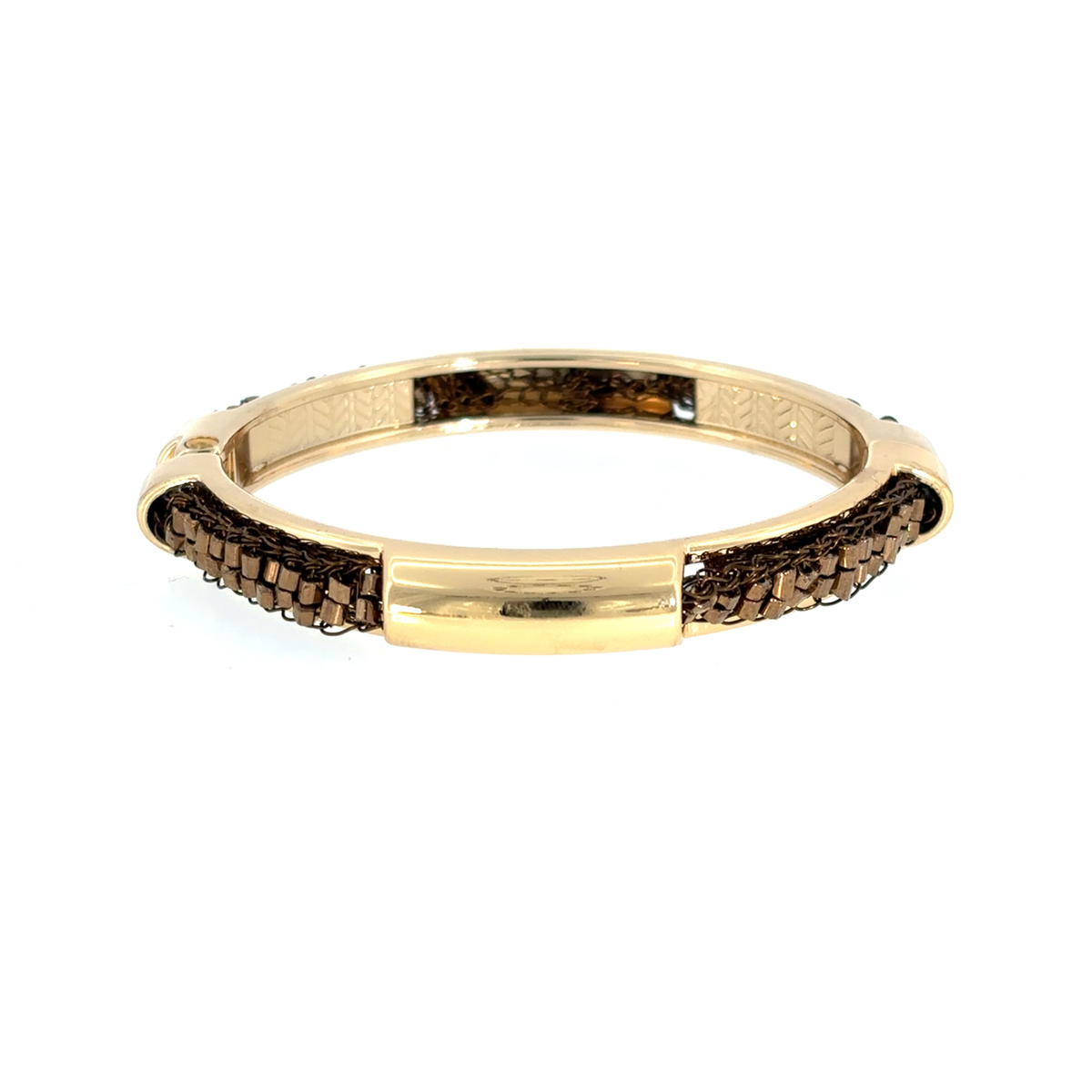Sepia Beaded Gold Bangle Bracelet