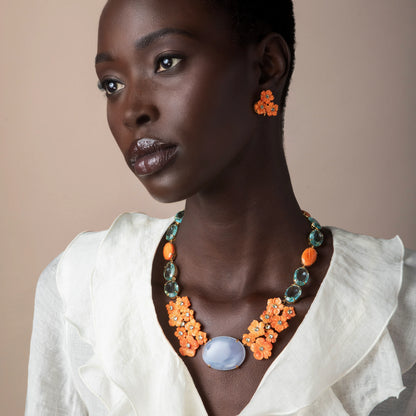 Persephone Floral Trio Stud Earrings - Orange