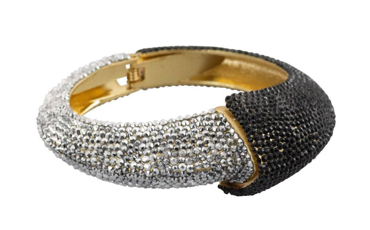 A Day in the Sunshine 3D Crystal Bangle Bracelet - Silver & Black