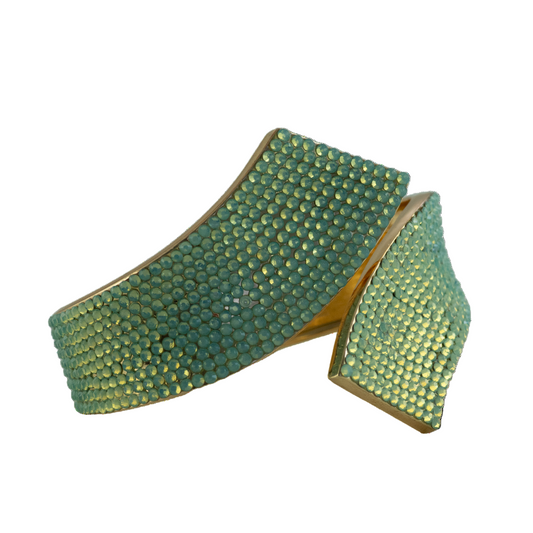 Hit 'Em Up in Style Crystal Bangle Bracelet - Green