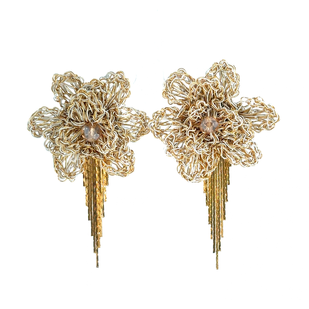 Rose Fringe Earrings - Gold