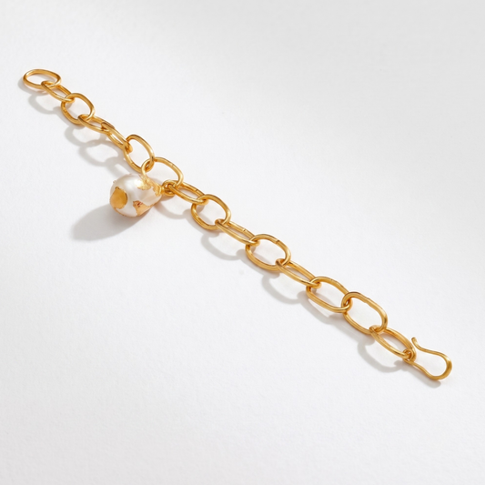 Ona Link Bracelet - Baroque Pearl & Gold