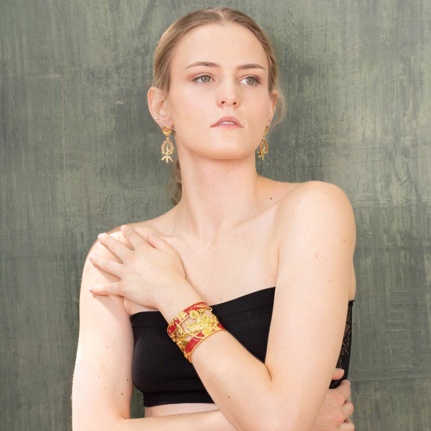 Vigor Cuff Bracelet - Crimson & Gold