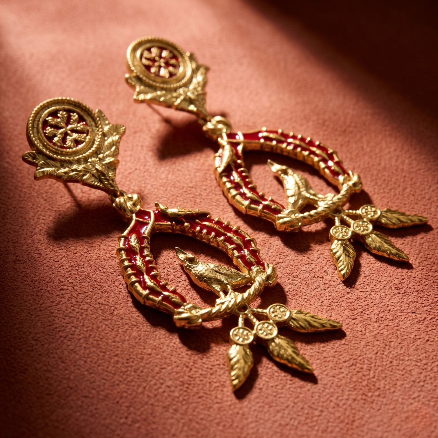 Vigor Drop Earrings - Crimson & Gold
