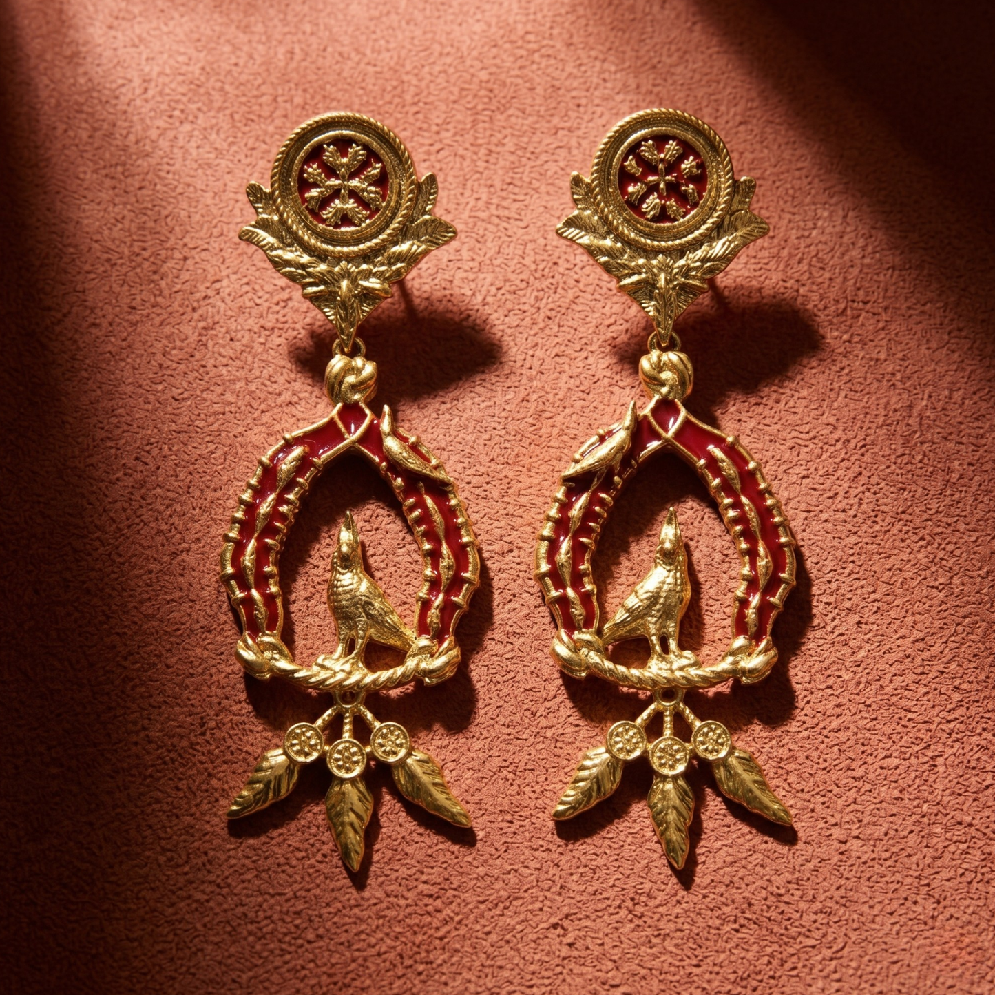 Vigor Drop Earrings - Crimson & Gold