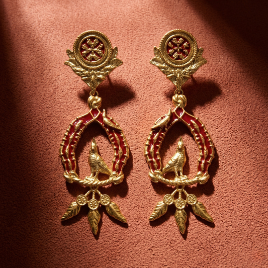 Vigor Drop Earrings - Crimson & Gold