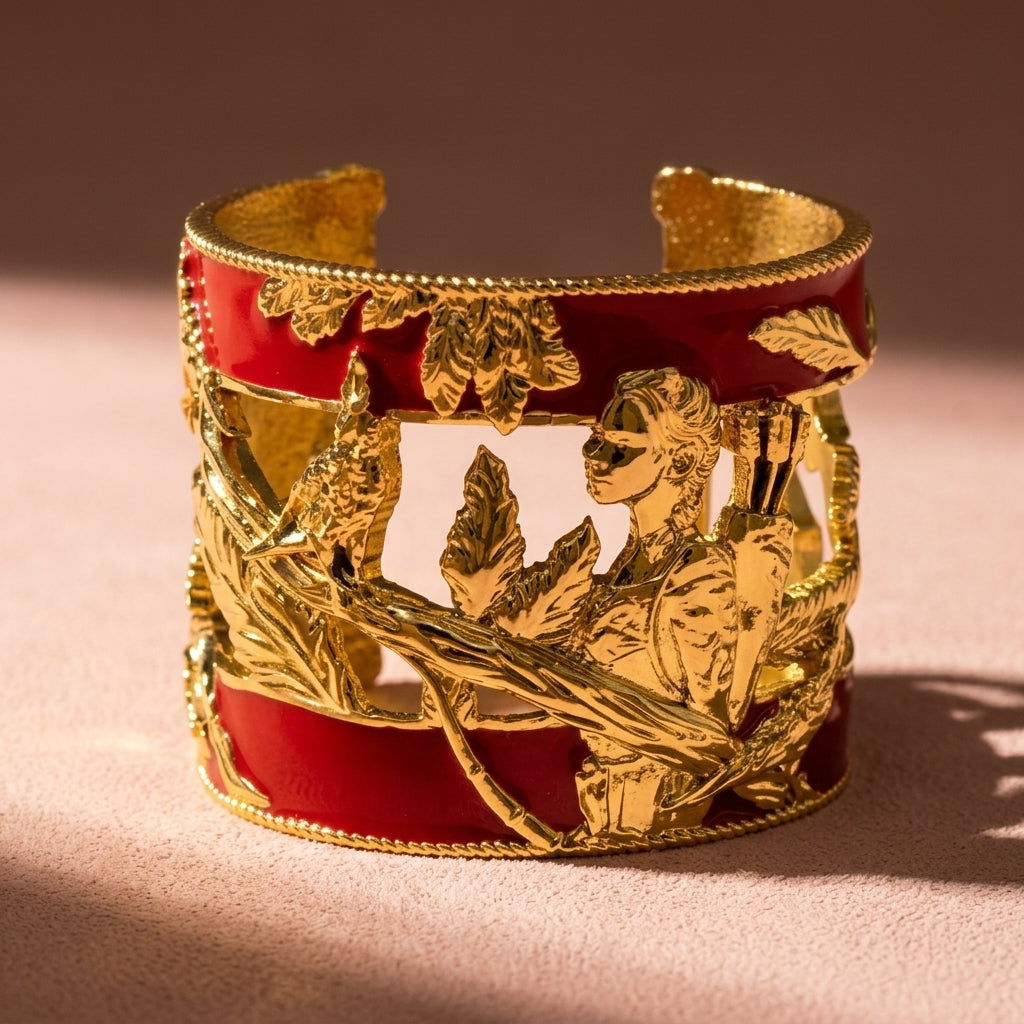 Vigor Cuff Bracelet - Crimson & Gold - Small