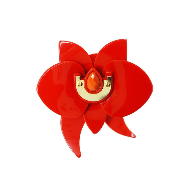 Orchid Brooch - Red