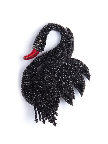 Black Swan Beaded Brooch