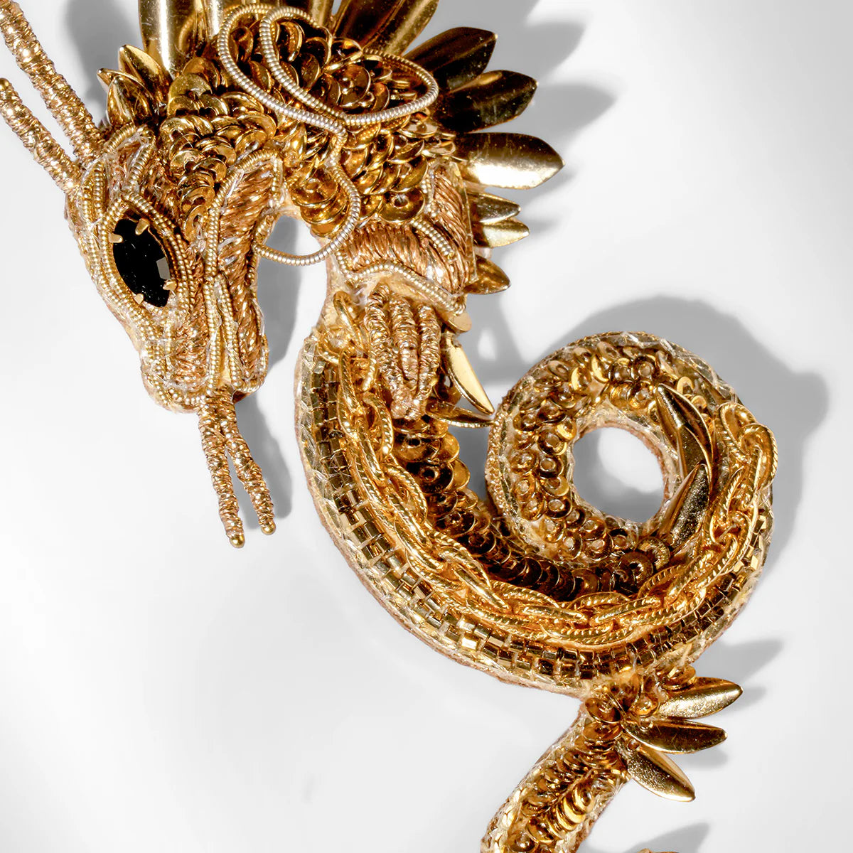 Dragon Brooch - Gold Beaded
