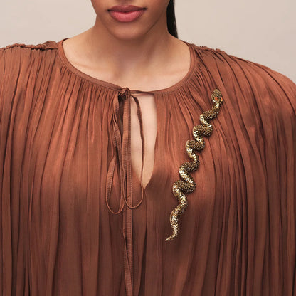 Nagini Elongated Snake Brooch - Gold