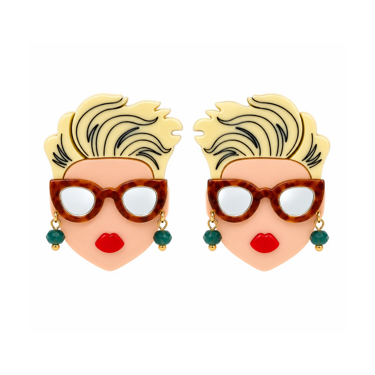 Gissinha Pop Art Portrait Stud Earrings