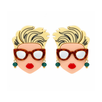 Gissinha Pop Art Portrait Stud Earrings