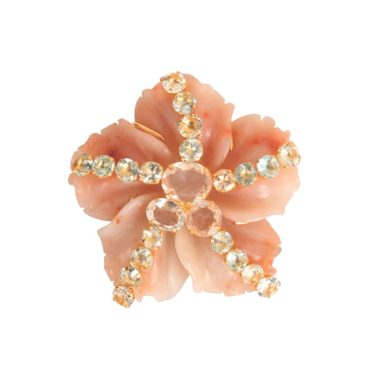 Alondra Floral Brooch - Peach Quartzite