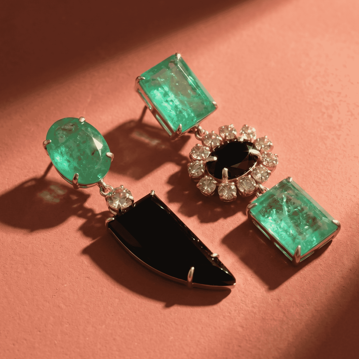 Britton Drop Earrings - Onyx & Green Fluorite