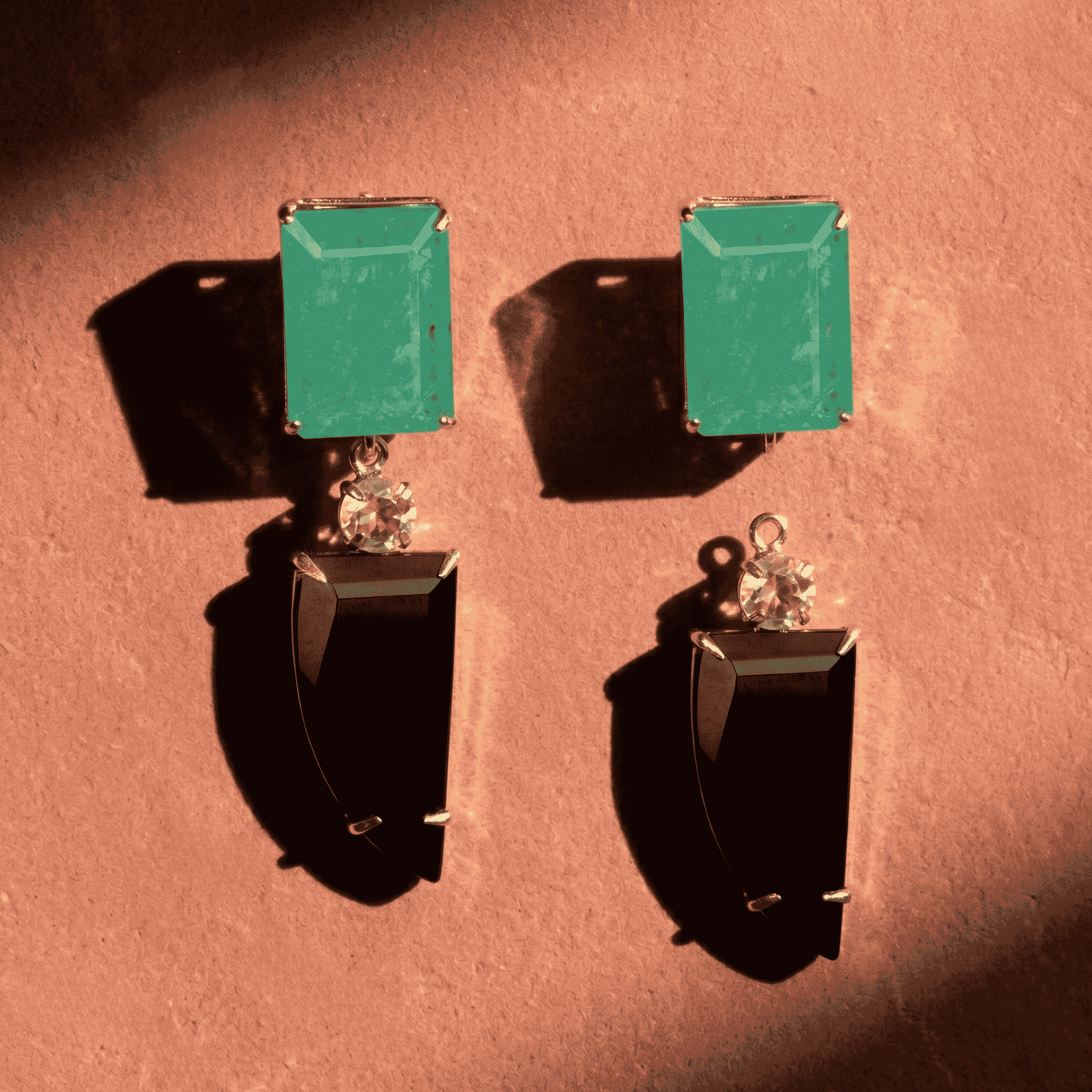 Britton Drop Earrings - Onyx & Green Fluorite
