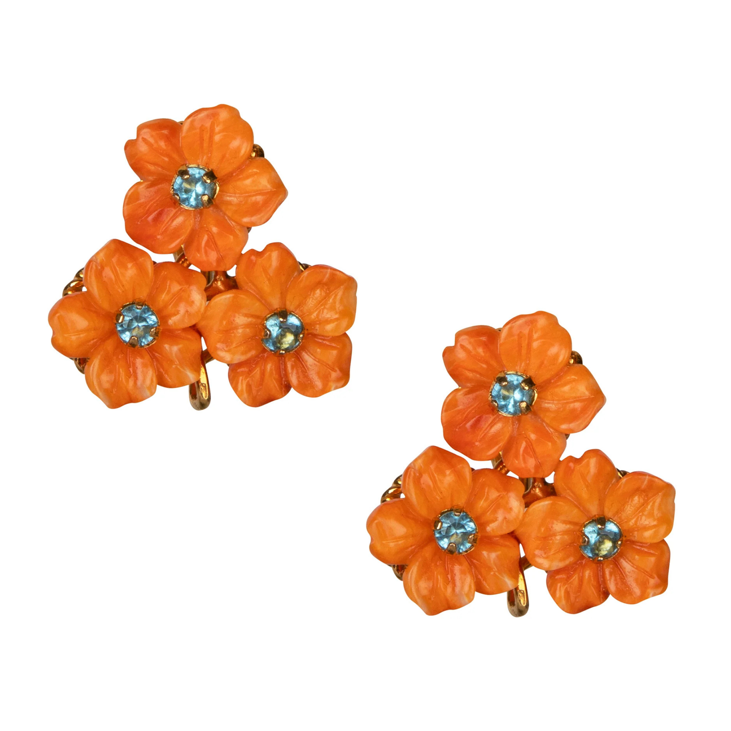 Persephone Floral Trio Stud Earrings - Orange