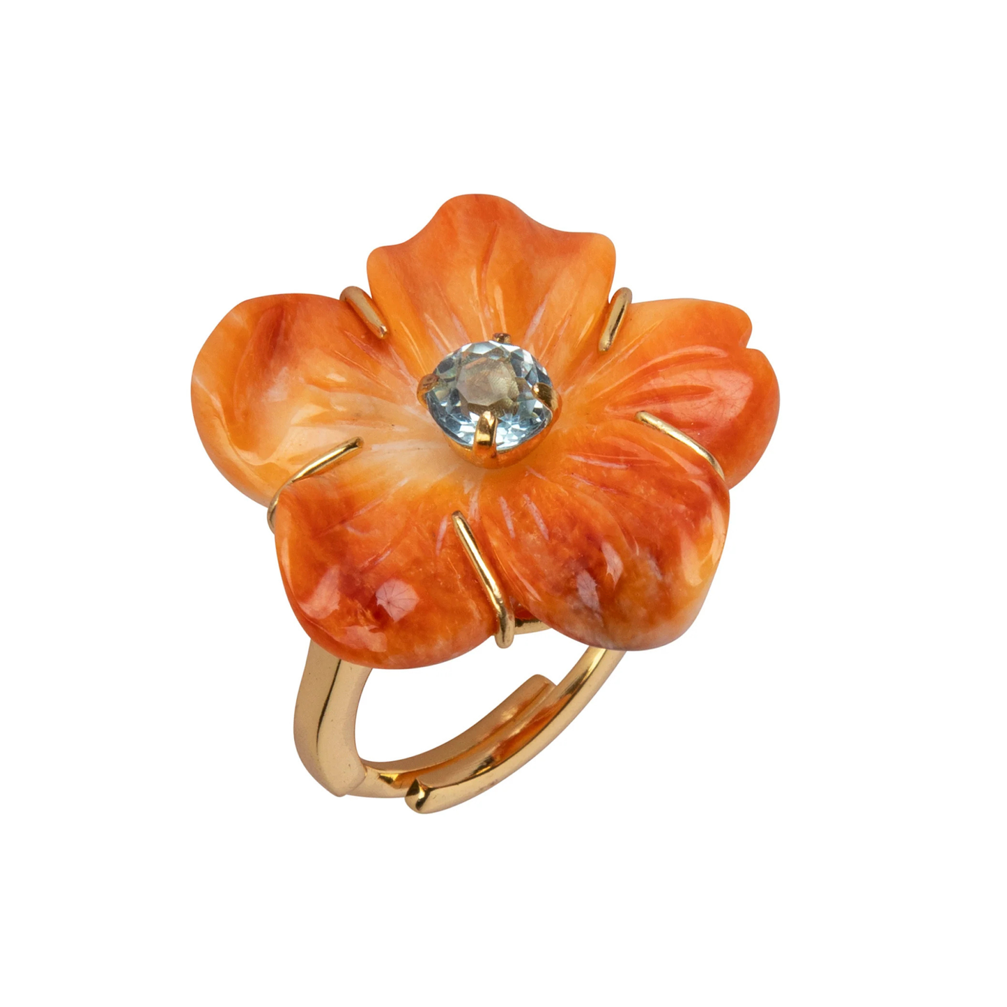 Persephone Floral Cocktail Ring - Orange
