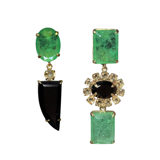 Britton Drop Earrings - Onyx & Green Fluorite