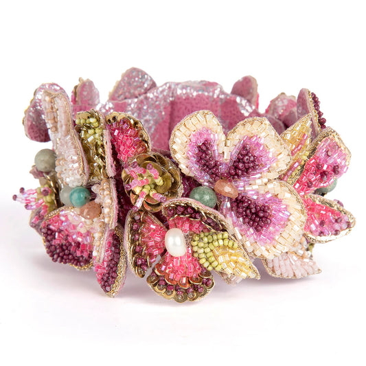 Linden Floral Cuff Bracelet - Fuchsia