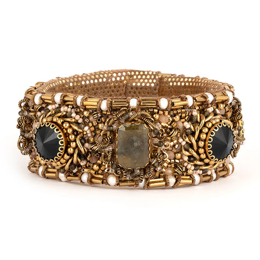 Bronwen Beaded Cuff Bracelet - Olive
