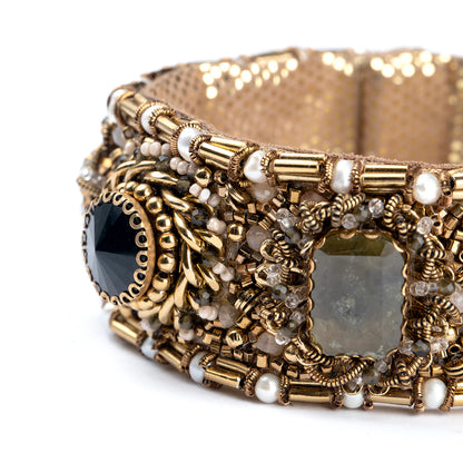 Bronwen Beaded Cuff Bracelet - Olive