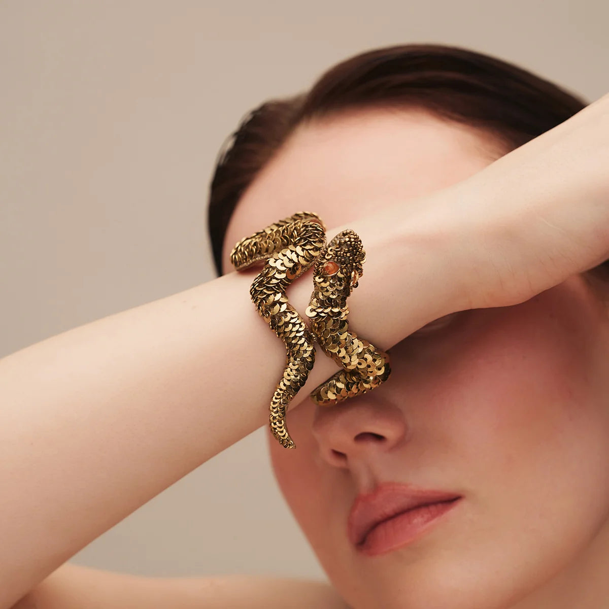 Nagini Sequined Snake Bracelet - Gold