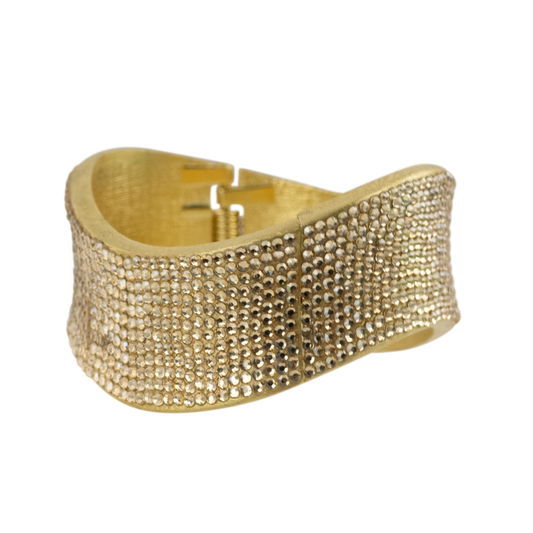 Inspiration Curved Crystal Bangle Bracelet - Gold