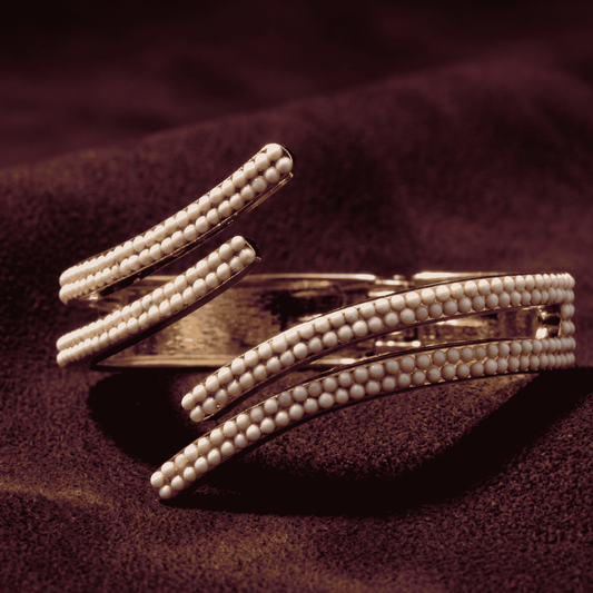 All the King's Horses Crystal Bangle Bracelet - White