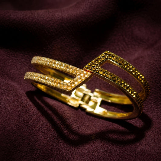 I'm Wearing Nothing Crystal Bangle Bracelet - Two-Tone Gold