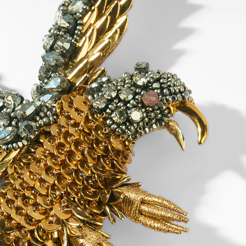 Eagle Beaded Brooch - Gold