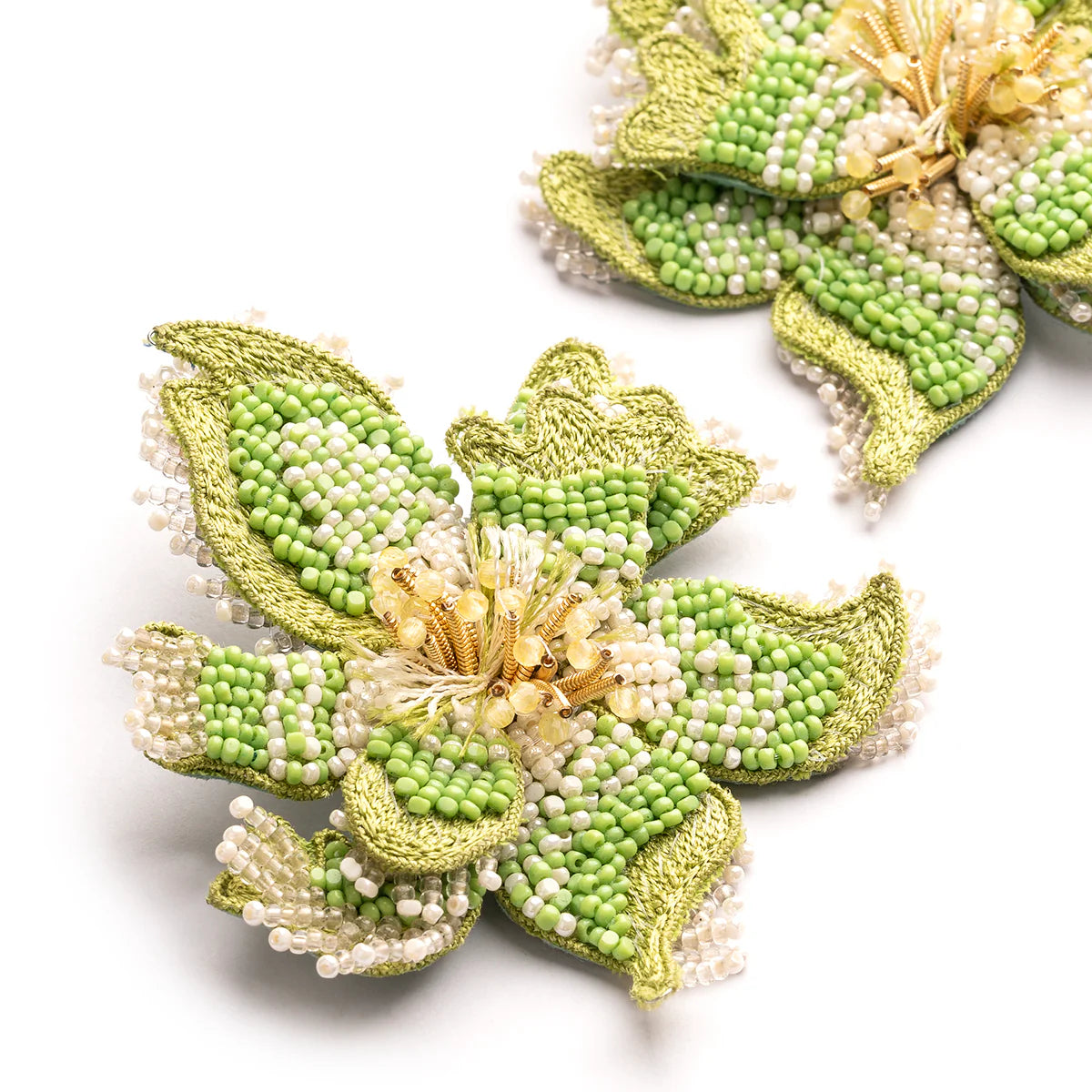 Azealia Floral Stud Earrings - Green