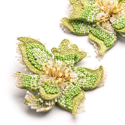 Azealia Floral Stud Earrings - Green