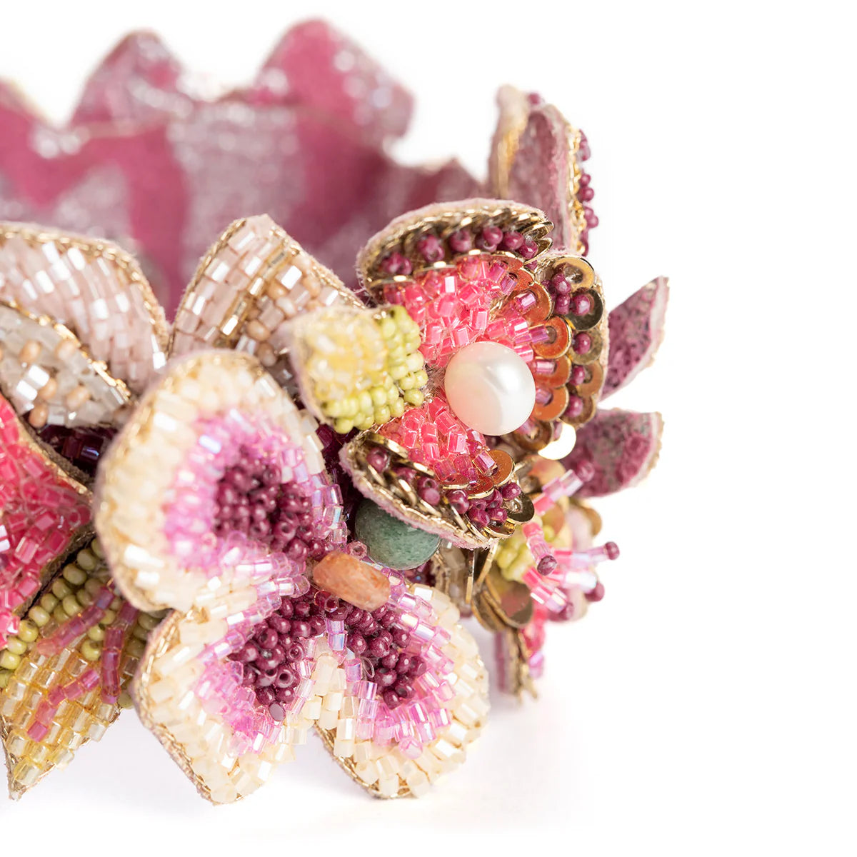 Linden Floral Cuff Bracelet - Fuchsia